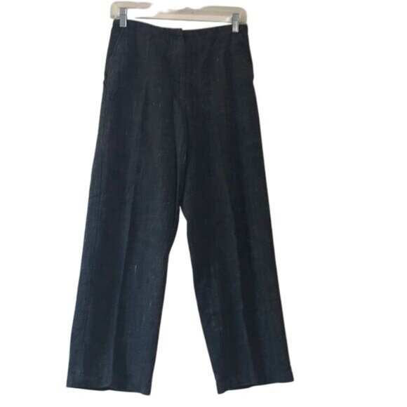 Eileen Fisher Womens Wide-Leg Denim Pants PS Made In USA Italian Fabric Dark - Picture 1 of 7